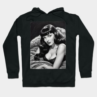 Bettie Page Black and White Portrait Hoodie